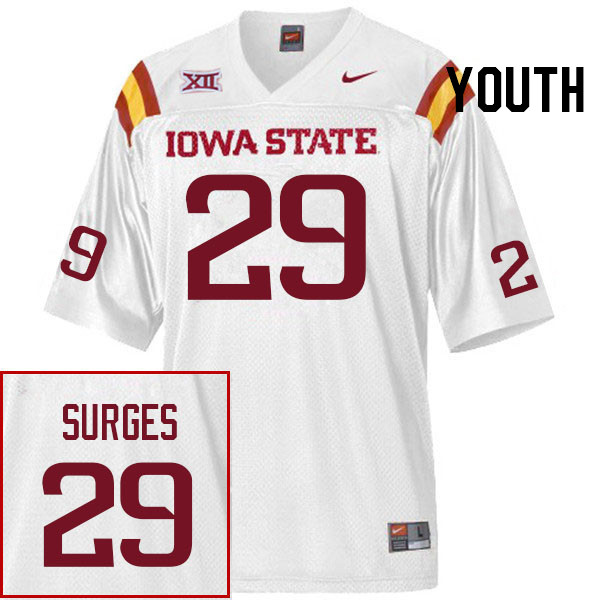Youth #29 Drew Surges Iowa State Cyclones College Football Jerseys Stitched Sale-White